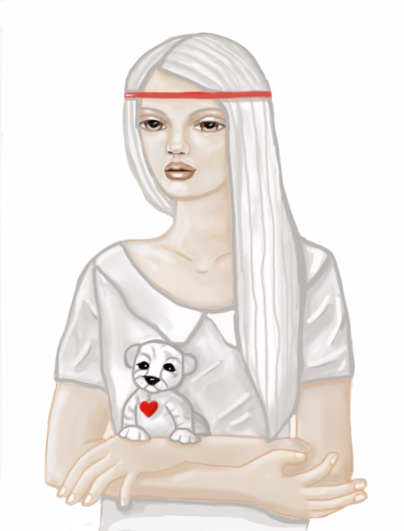 Portrait, women, family, white tigers, animals